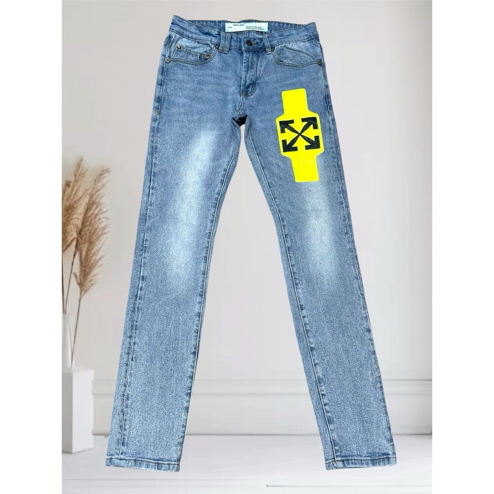 Off-White C/O Virgil Abloh Main Label Men's Skinny Jeans Size 30 Made in Italy